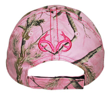 Load image into Gallery viewer, Pink Camo Cap, Realtree AP Pink Camo Logo Cap Hat Visor, Structured, Mid-Crown, Curved, Vel-cro Back, Sweatband - Camo Chique &amp; Spa Boutique
