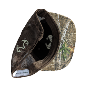 Realtree Logo Camo Mesh Flat Hunting Classic Trucker Cap Hat - RT Edge - Snapback High Crown Sweatband 6 Panel Bendable Bill Wear Flat or Curved - Camo Chique & Spa Boutique