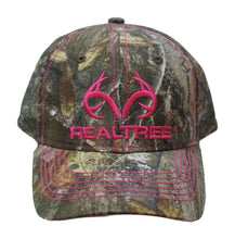 Load image into Gallery viewer, Realtree Mossy Oak Muddy Girl Bass Pro Pink Camo Antler Logo Cap Hat Visor Camo chique
