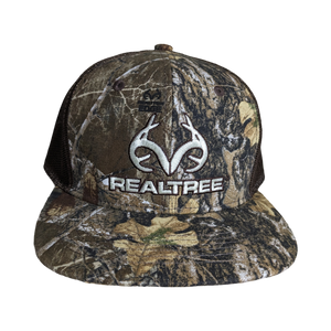 Realtree Logo Camo Mesh Flat Hunting Classic Trucker Cap Hat - RT Edge - Snapback High Crown Sweatband 6 Panel Bendable Bill Wear Flat or Curved - Camo Chique & Spa Boutique