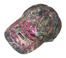Load image into Gallery viewer, Realtree Mossy Oak Muddy Girl Bass Pro Pink Camo Antler Logo Cap Hat Visor Camo chique

