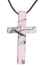 Load image into Gallery viewer, Realtree Pink Camo Steel and Leather Stahl Cross Crucifix Religious Necklace Pendant Jewelry, Made in the USA - Camo Chique &amp; Spa Boutique
