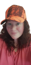 Load image into Gallery viewer, realtree mossy oak true timber kyrptek inferno blaze orange logo hunting cap hat visor for men women ladies
