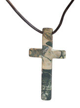 Load image into Gallery viewer, Realtree AP Hunters Camo Cross Pendant Necklace Jewelry, Custom Steel &amp; Leather, Made in the USA - Camo Chique &amp; Spa Boutique
