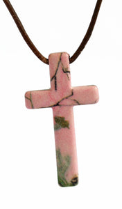 Realtree Pink Camo Steel and Leather Stahl Cross Crucifix Religious Necklace Pendant Jewelry, Made in the USA - Camo Chique & Spa Boutique