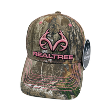 Load image into Gallery viewer, Realtree Edge Pink Orange -ish Glitter Logo Camo Cap Hat for Women (RT Edge)
