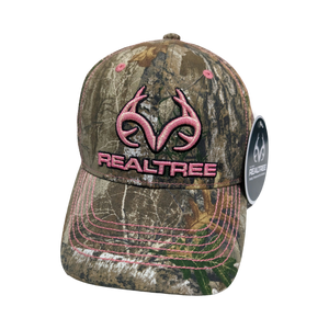 Realtree Edge Pink Orange -ish Glitter Logo Camo Cap Hat for Women (RT Edge)