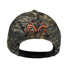Load image into Gallery viewer, Realtree Edge 3D  Blaze Orange Logo Flat Mesh Camo Trucker Cap Hat Snapback Mid Profile Structured Wicking Sweatband - Camo Chique &amp; Spa Boutique
