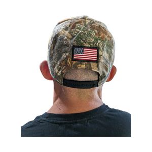 Realtree Patriotic 3D Antler Logo Hunting Hunter Camo Flag Cap Hat (RT Edge) Classic Precurved, Sweatband, Snapback, Embroidered Antler Logo Americana USA Flag Patch Cap Hat - Camo Chique & Spa Boutique