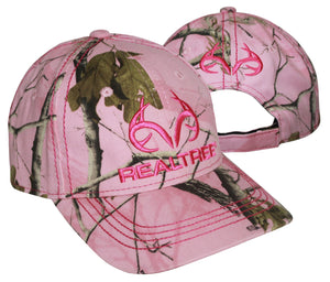 Pink Camo Cap, Realtree AP Pink Camo Logo Cap Hat Visor, Structured, Mid-Crown, Curved, Vel-cro Back, Sweatband - Camo Chique & Spa Boutique