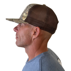 Realtree Camo Flat Trucker Cap Hat | High Crown with Wicking Sweatband| Mesh Snap Back - Camo Chique & Spa Boutique