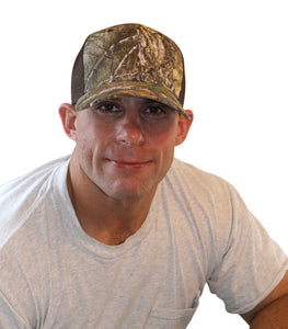 Realtree Edge Logo Camo Flat Classic High Crown Trucker Cap Hat with Wicking Sweatband Mesh Snap Back - Camo Chique & Spa Boutique