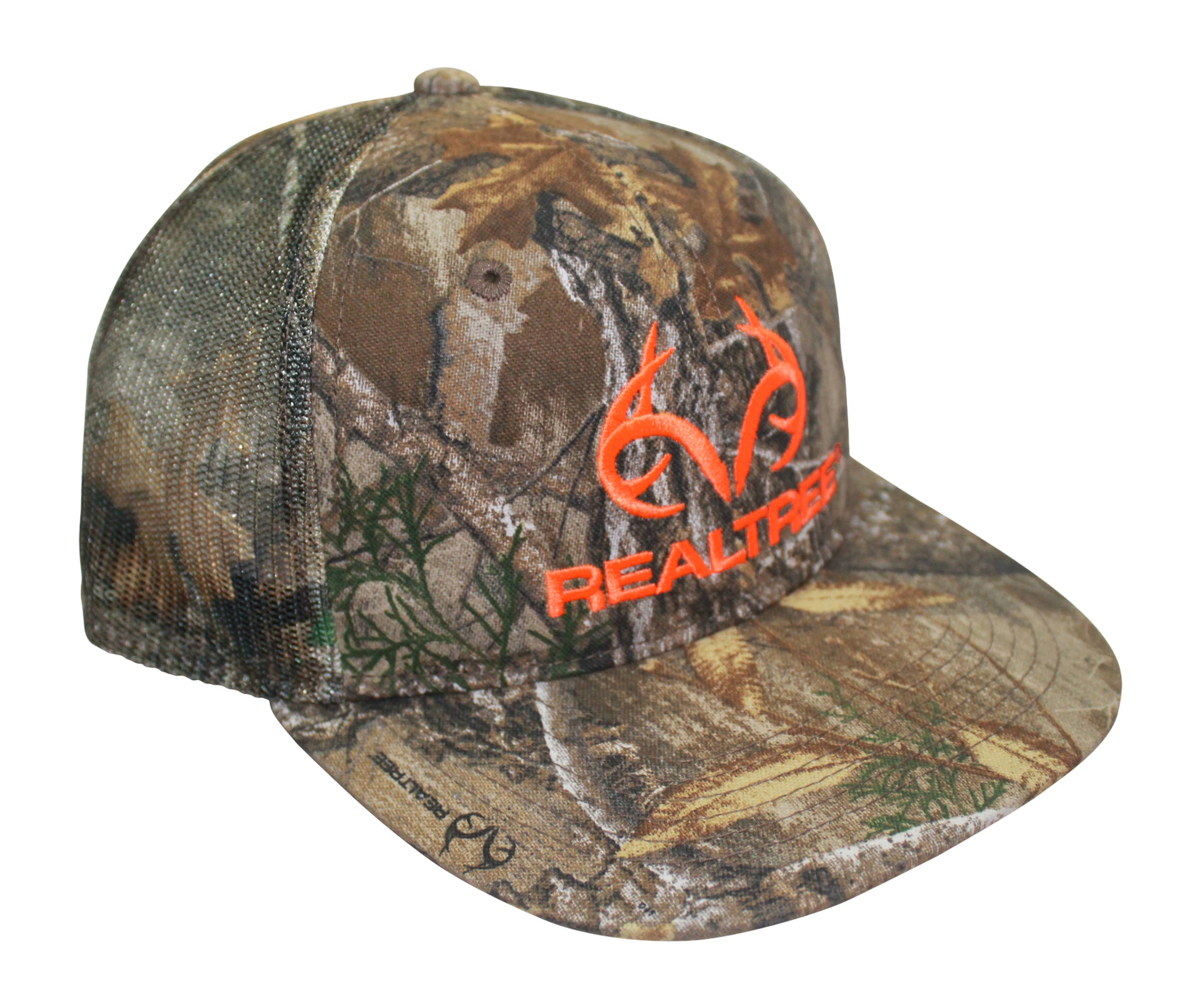 Realtree Blaze Orange Logo Flat Mesh Camo Trucker Cap Hat (RT Edge) Sn –  Camo Chique & Spa Boutique