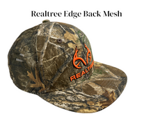 Load image into Gallery viewer, Mens Realtree Edge 3D  Blaze Orange Logo Mid Crown Modern Trucker | Flat Bill Mesh Camo Trucker Cap Hat Snapback Mid Profile Structured Wicking Sweatband - Camo Chique &amp; Spa Boutique
