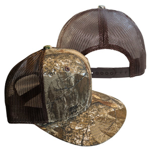 Realtree Camo Flat Trucker Cap Hat | High Crown with Wicking Sweatband| Mesh Snap Back - Camo Chique & Spa Boutique