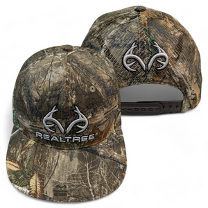 Realtree 3D Logo Flat Camo Mesh High Crown Trucker Cap Hat (RT EDGE) Snapback HIGH CROWN Structured Wicking Sweatband - Camo Chique & Spa Boutique