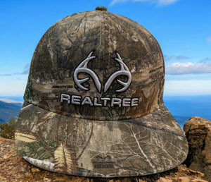 Realtree 3D Antler Logo Flat Camo Mesh High Crown Trucker Cap Hat (RT EDGE) Snapback HIGH CROWN Structured Wicking Sweatband - Camo Chique & Spa Boutique