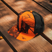 Load image into Gallery viewer, Mossy Oak Break Up Blaze Orange High Crown Throwback Trucker Cap Hat Blaze Orange Camo Mesh Snap Back - Camo Chique &amp; Spa Boutique
