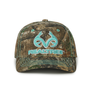 Realtree 3D Logo Teal Camo Cap Hat for Women - Realtree Edge Camo Ladies Fit Cap Mid Profile Structured - Camo Chique & Spa Boutique