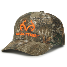 Load image into Gallery viewer, Realtree Edge Blaze Logo Camo Mesh Trucker Cap Hat Snapback Wicking Sweatband Mid Profile Structured Precurved Visor Camouflage Cap Hat - Camo Chique &amp; Spa Boutique
