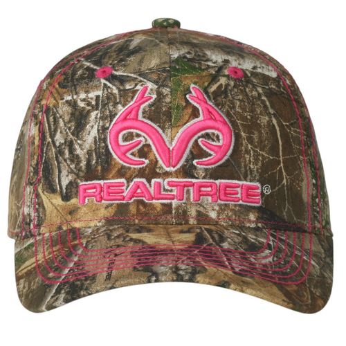 Realtree Womens Edge 3D Hot Pink Antler Logo Camo Cap Hat Visor, Ladies Fit, Mid Profile Structured, Sweatband, Vel-cro Back Strap - Camo Chique & Spa Boutique