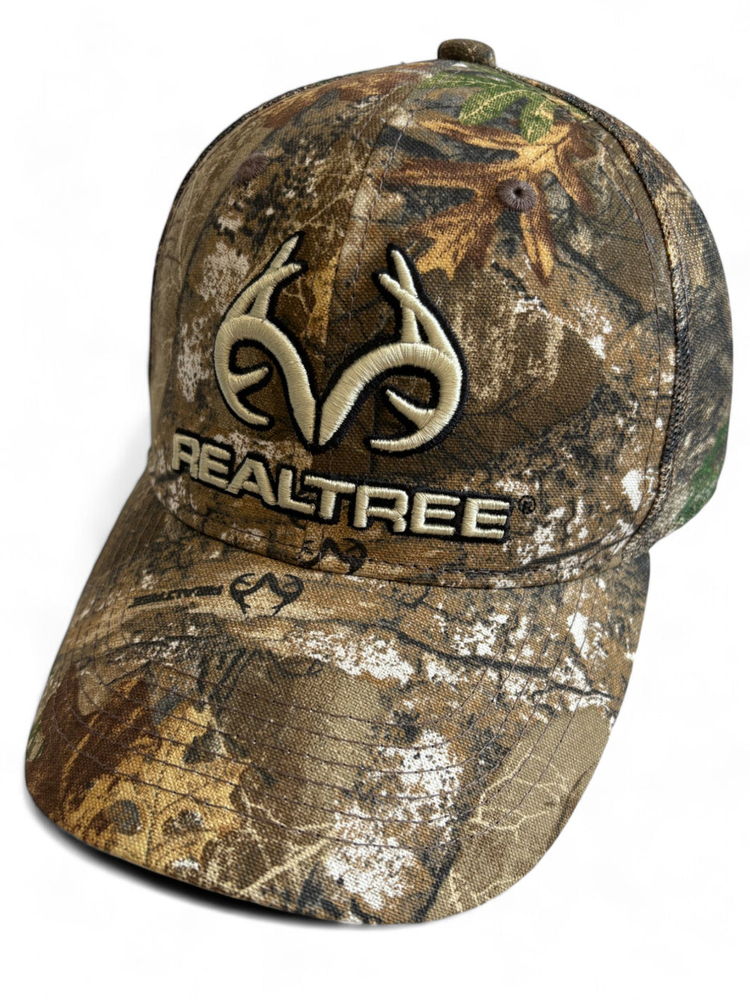 Mens Realtree Edge 3D Antler Logo Hunting Camo Mesh Trucker Cap Hat Snapback Sweatband Structured Mid-Profile Precurved Visor Hunting Camo Camouflage Cap Hat (Copy) - Camo Chique & Spa Boutique
