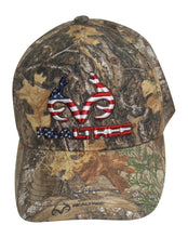 Load image into Gallery viewer, Realtree Patriotic 3D Logo Flag Cap Hat, Classic Precurved, Sweatband, Snapback, Embroidered Antler Logo USA Flag Patch Americana American Flag CamoCap Hat - Camo Chique &amp; Spa Boutique

