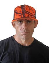 Load image into Gallery viewer, Mens Mossy Oak Blaze High Crown Throwback Trucker Cap Hat Blaze Orange Camo Curved or Flat Brim Mesh Snap Back - Camo Chique &amp; Spa Boutique
