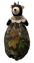 Load image into Gallery viewer, Mossy Oak Break Up Home Decor Camo Black Bear ARTISAN Plush Grocery Plastic Bag Dispenser Holder, Custom Made in the USA - Camo Chique &amp; Spa Boutique
