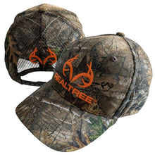 Load image into Gallery viewer, Realtree Camo Blaze Logo Camo Camouflage Mesh Trucker Cap Hat (RT EDGE) Snapback Wicking Sweatband Structured Low-Mid Profile Precurved Visor Camouflage Cap - Camo Chique &amp; Spa Boutique
