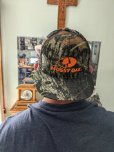 Load image into Gallery viewer, Mossy Oak Blaze Orange Logo Camo Mesh Back Flat Bill Mid-Profile Trucker Hat Cap (Modern Trucker Mid Crown) - Camo Chique &amp; Spa Boutique
