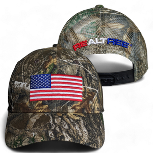 Patriotic Realtree Edge USA American Flag Camo Mesh Hunting Cap Hat - Low-Mid Profile Snapback Hunting Camo Hat - Camo Chique & Spa Boutique