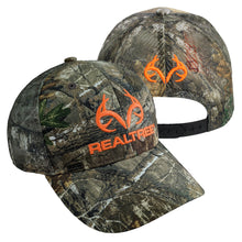 Load image into Gallery viewer, Realtree Edge Blaze Orange Logo Camo MESH Cap Mens Trucker Hat Snapback Low-Mid Profile Structured - Camo Chique &amp; Spa Boutique
