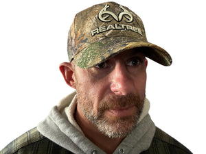 Realtree Edge 3D Antler Logo Hunting Camo Mesh Trucker Cap Hat Snapback Sweatband Structured Mid-Profile Precurved Visor Hunting Camo Camouflage Cap Hat for Men - Camo Chique & Spa Boutique