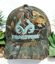 Load image into Gallery viewer, Womens Realtree Edge 3-D Logo Teal Turquoise Blue Green Aqua Camo Canvas Cap Hat - Camo Chique &amp; Spa Boutique
