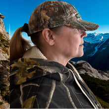 Load image into Gallery viewer, Realtree Edge Womens Teal Glitter Camo Antler Logo Cap, Teal 3D Antler Logo Contrast Stitching, Adjustable Vel-cro Back - Camo Chique &amp; Spa Boutique
