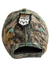 Load image into Gallery viewer, Realtree Edge Womens Teal Glitter Camo Antler Logo Cap, Teal 3D Antler Logo Contrast Stitching, Adjustable Vel-cro Back - Camo Chique &amp; Spa Boutique
