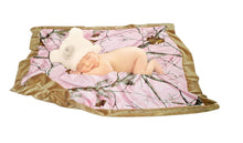 Load image into Gallery viewer, Carstens Realtree APC Pink Minky Edging and Back Baby Blanket 34x34&quot; - Camo Chique &amp; Spa Boutique
