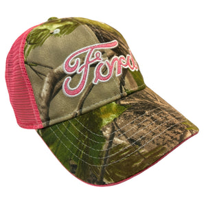 Realtree Pink Camo "Ford" Glitter Logo Mesh Back Hunting Cap Hat for Women