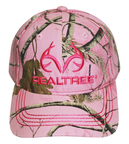 Pink Camo Cap, Realtree AP Pink Camo Logo Cap Hat Visor, Structured, Mid-Crown, Curved, Vel-cro Back, Sweatband - Camo Chique & Spa Boutique