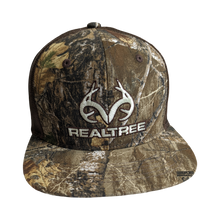 Load image into Gallery viewer, Realtree Logo Camo Mesh Flat Hunting Classic Trucker Cap Hat - RT Edge - Snapback High Crown Sweatband 6 Panel Bendable Bill Wear Flat or Curved - Camo Chique &amp; Spa Boutique
