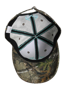 Realtree Teal Turquoise Blue Green Logo Camo Cap Hat Visor for Women, RT Edge, Structured, Mid Profile, Precurved Visor, Q-3 Wicking Sweatband - Camo Chique & Spa Boutique