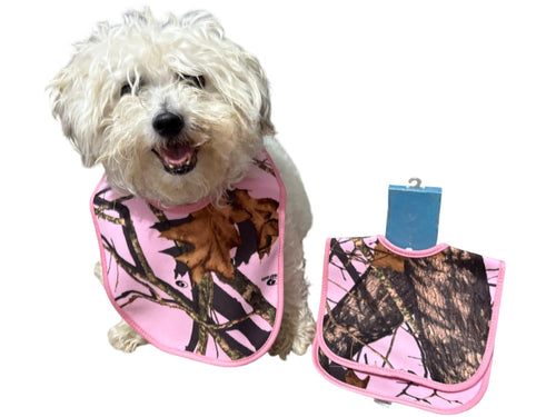 Mossy Oak Pink Microfiber Camo Dog Bibs - 2 Pack - Also Fits Babies ages 3 Months - 2 Years - Camo Chique & Spa Boutique