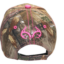 Load image into Gallery viewer, Realtree Pink Logo Camo Cap Hat Visor for Women, RT Edge, Structured, Mid Profile, Precurved Visor, Q-3 Wicking Sweatband - Camo Chique &amp; Spa Boutique
