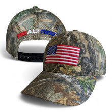 Load image into Gallery viewer, Patriotic Realtree Edge USA American Flag Camo Mesh Hunting Cap Hat - Low-Mid Profile Snapback Hunting Camo Hat - Camo Chique &amp; Spa Boutique
