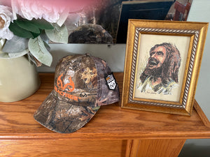 Mens Realtree Edge Blaze Orange Logo Camo Mesh Trucker Hunting Cap Hat Snapback Wicking Sweatband Low-Mid Profile Structured Precurved Visor Camouflage Cap Hat (Copy) - Camo Chique & Spa Boutique