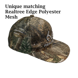 Realtree 3D Antler Logo Flat Camo Mesh High Crown Trucker Cap Hat (RT EDGE) Snapback HIGH CROWN Structured Wicking Sweatband - Camo Chique & Spa Boutique