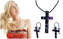 Load image into Gallery viewer, Muddy Girl Stahl Cross Pink Camo EARRING + NECKLACE SET Jewelry Pendant Made in USA - Camo Chique &amp; Spa Boutique
