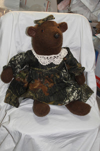 Mossy Oak Camo Vintage-Style Plush Teddy Bear Stuffed Animal Dress Doll 19", Artisan, Handcrafted in USA - Camo Chique & Spa Boutique