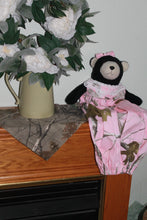 Load image into Gallery viewer, Mossy Oak Realtree Pink Camo Black Bear ARTISAN Plush Grocery Plastic Bag Dispenser Holder, Custom Made in the USA - Camo Chique &amp; Spa Boutique

